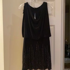 Black formal dress, cocktail length